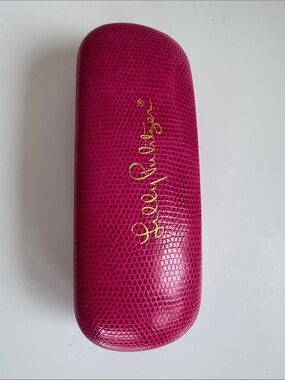 Lilly Pulitzer Hot Pink Snake Embossed Hard Glasses Case